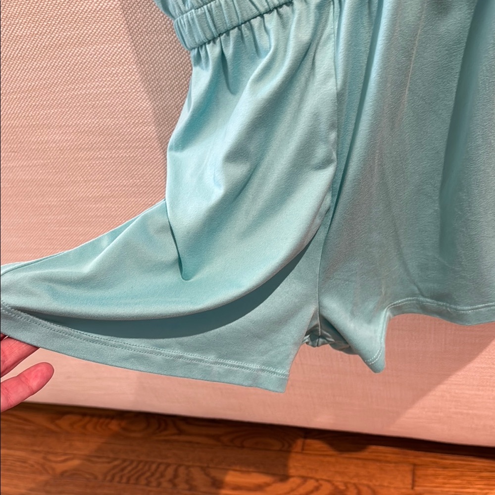 Girls' Aqua One-Shoulder Ruffle Romper - Picture 4 of 5